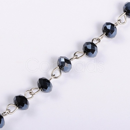 Handmade Rondelle Glass Beads Chains for Necklaces Bracelets Making AJEW-JB00038-03-1