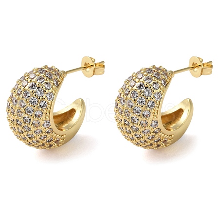 Rack Plating Brass Micro Pave Cubic Zirconia Stud Earrings EJEW-M230-11G-1