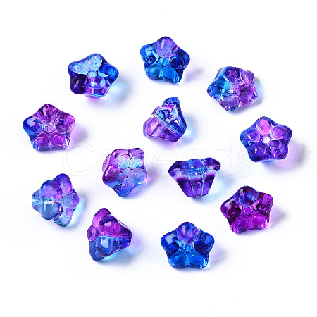 Two Tone Transparent Spray Painted Glass Beads GGLA-S054-011D-02-1