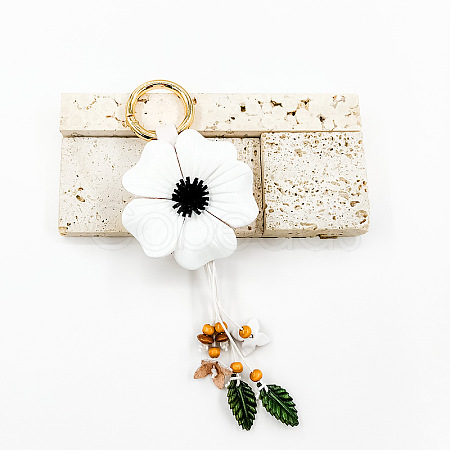 Leather and Alloy Keychain HJEW-WH20022-04B-05-1
