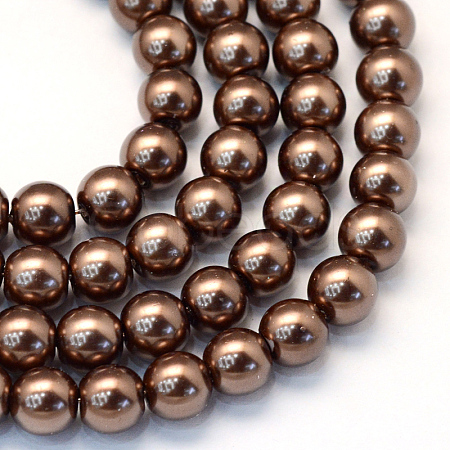 Baking Paint Pearlized Glass Pearl Round Bead Strands HY-Q003-6mm-52-1
