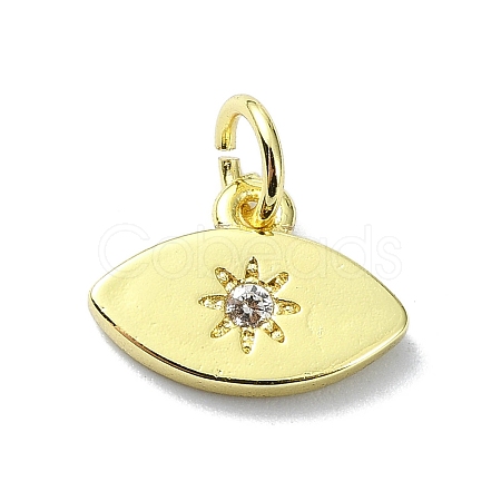 Eye Theme Brass Micro Pave Cubic Zirconia Charms KK-H475-58G-04-1
