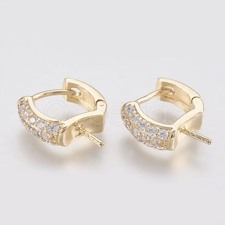 Brass Micro Pave Cubic Zirconia Ear Harp Hoop Earring Findings ZIRC-Q019-004G-1