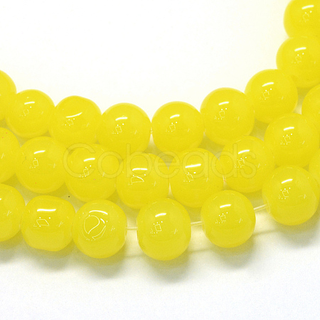 Baking Paint Imitation Jade Glass Round Bead Strands LS-DGLA-Q021-10mm-24-1