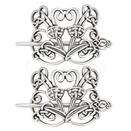Viking Alloy Hair Clip with Hair Sticks OHAR-WH0001-04C-1