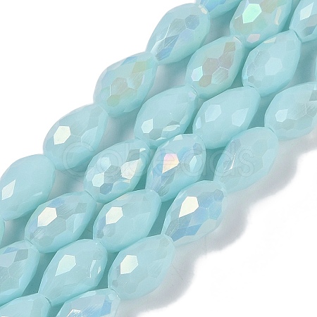 Opaque Solid Color Electroplate Glass Beads Strands EGLA-N013-P4mm-B11-1