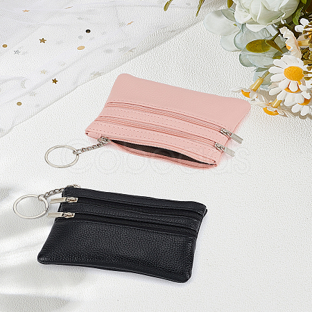 2Pcs 2 Colors PU Leather Zipper Wallets ABAG-LP0001-91B-1
