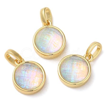 Rack Plating Brass with Synthetic Opal Pendants KK-S370-06G-02-1