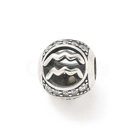 Brass Clear Cubic Zirconia European Beads LS-FIND-M049-01AS-04-1