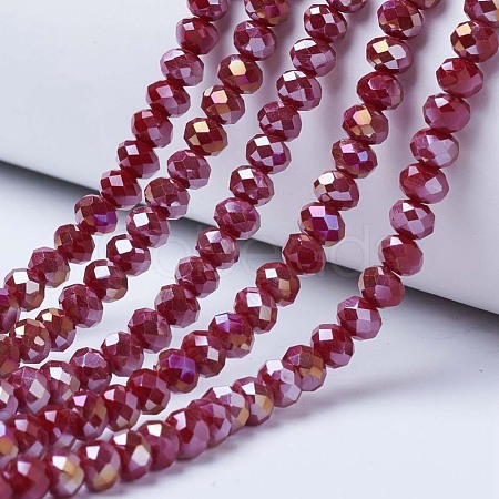 Electroplate Glass Beads Strands EGLA-A034-P6mm-B04-1