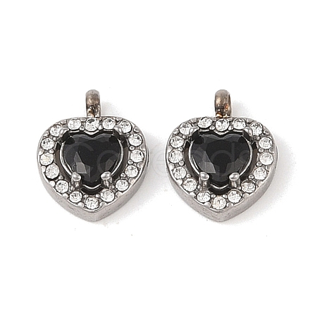 304 Stainless Steel Cubic Zirconia Pendants STAS-A076-02P-04-1