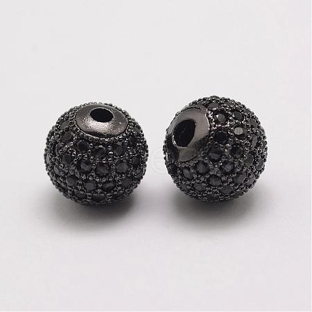 Brass Micro Pave Cubic Zirconia Beads ZIRC-E110-06B-1