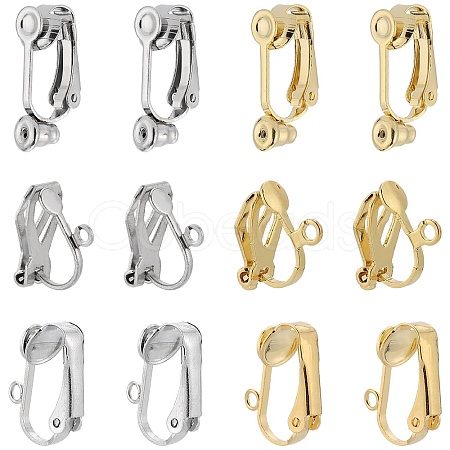 24Pcs 6 Styles 304 Stainless Steel Clip-on Earring Converters Findings STAS-SC0006-79-1