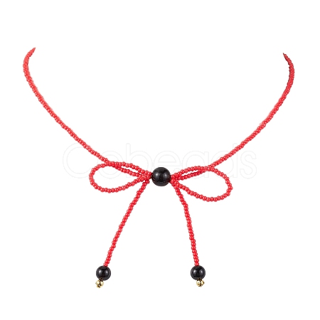 Glass Seed Pendant Necklaces for Women NJEW-MZ00031-03-1