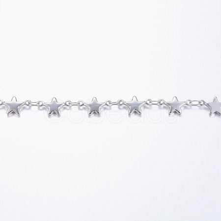 Tarnish Resistant Handmade 304 Stainless Steel Bar Link Chains STAS-G038-01P-1