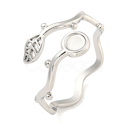 Non-Tarnish 304 Stainless Steel Cuff Finger Ring Components STAS-P365-28P-1