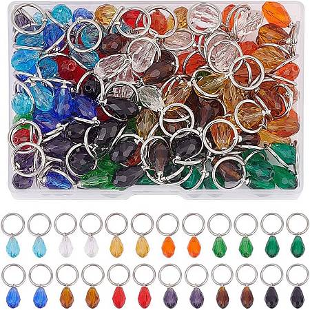 120Pcs 12 Colors Glass Charms PALLOY-GO00011-1