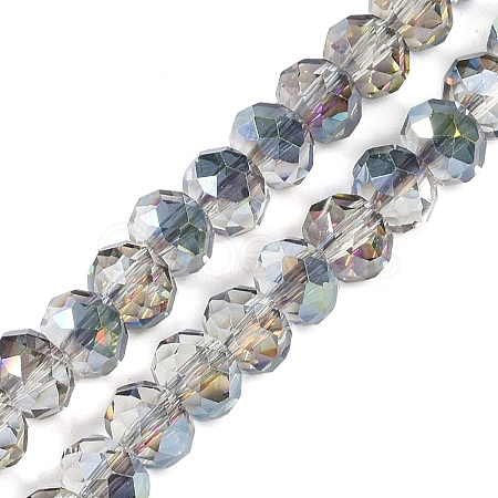 Half Rainbow Plated Faceted Rondelle Glass Beads Strands GLAA-A024E-HR01-1