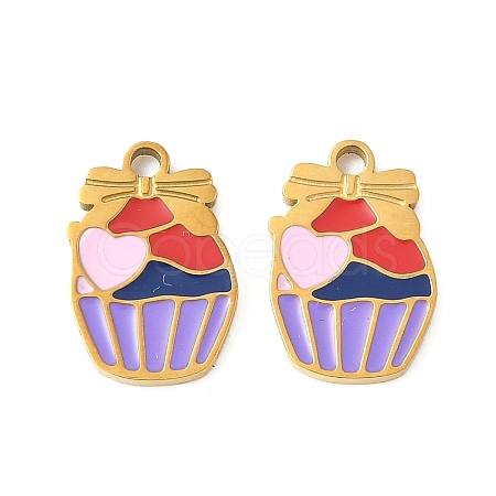 304 Stainless Steel Enamel Charms STAS-R168-01A-G-1