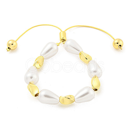 Teardrop ABS Imitation Pearl Slider Bracelets BJEW-P322-12G-1