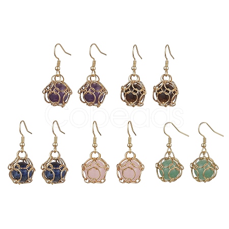 Natural Mixed Gemstone Dangle Earrings EJEW-JE05659-01-1