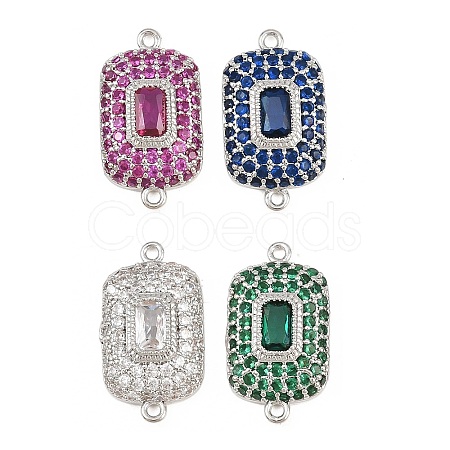 Brass Micro Pave Cubic Zirconia Connector Charms CU-CBAAB9C-01P-1