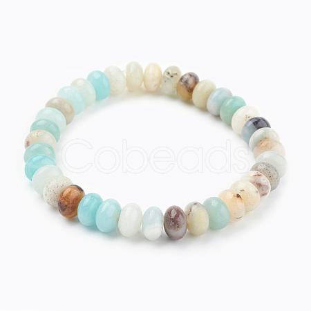 Natural Amazonite Beads Stretch Bracelets BJEW-JB03376-02-1