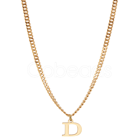 1Pc 304 Stainless Steel Letter Pendant Necklaces NJEW-LP0001-33D-G-1