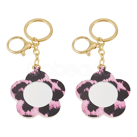 2Pcs PU Mirror Keychains KEYC-TADJ0001-05B-1