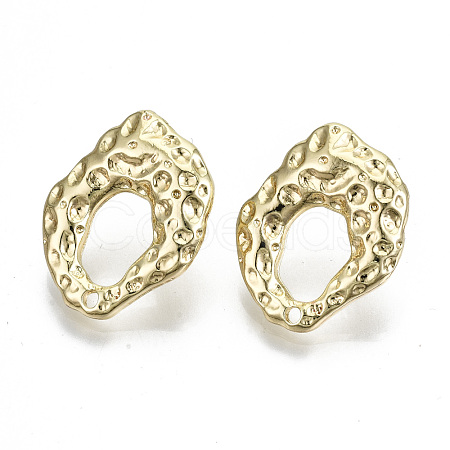 Rack Plating Hammered Alloy Stud Earring Findings PALLOY-N155-65-NR-1