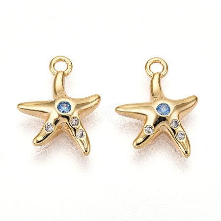 Brass Micro Pave Cubic Zirconia Charms KK-N261-99G-1