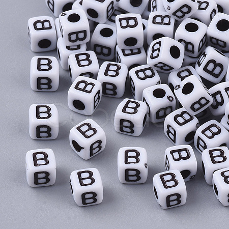 White Opaque Acrylic Beads MACR-R869-02B-1