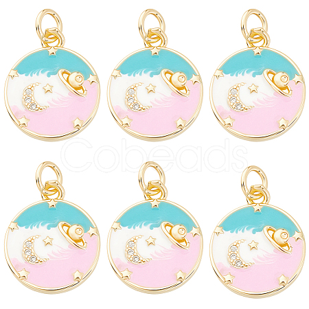 6Pcs Rack Plating Brass Pendants KK-BBC0028-83-1