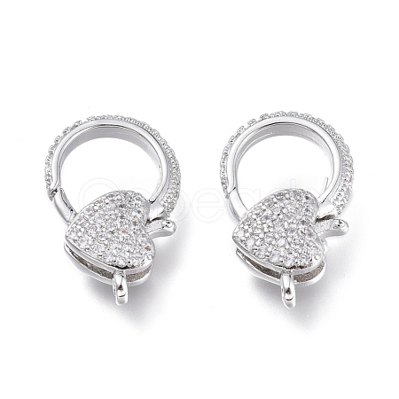 Brass Micro Pave Clear Cubic Zirconia Lobster Claw Clasps ZIRC-Q024-15P-1