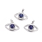 Natural Lapis Lazuli Pendants, with Platinum Tone Brass Findings and Crystal Rhinestone, Eye, Dyed, 21.5x33.3x7.5mm, Hole: 7x5mm