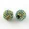 AB-Color Resin Rhinestone Beads, with Acrylic Round Beads Inside, for Bubblegum Jewelry, Yellow Green, 22x20mm, Hole: 2~2.5mm