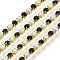 Brass Rhinestone Strass Chains, with ABS Plastic Imitation Pearl, Rhinestone Cup Chain, Grade A, Raw(Unplated), Black Diamond, 2x2mm, 4000pcs rhinestone/bundle, about 32.8 Feet(10m)/bundle