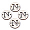 Unfinished Natural Poplar Wood Links Connectors, Laser Cut, Flat Round with Word, Letter.N, 19.5x2.5mm, Hole: 2mm