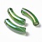 UV Plating Transparent Rainbow Iridescent Acrylic Beads, Curved Tube, Green, 32~33x10x8mm, Hole: 1.6mm