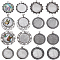 SUNNYCLUE 16Pcs 8 Styles Tibetan Style Flat Round Alloy Pendant Cabochon Settings, Antique Silver, Tray: 25mm, 35.5~44x32~36x2mm, Hole: 2.5~5mm, 2pcs/style