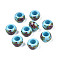 Flower Printed Opaque Acrylic Rondelle Beads, Large Hole Beads, Sky Blue, 15x9mm, Hole: 7mm