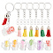 Olycraft DIY Milk Tea Keychain Making Kit, Including Iron Split Key Rings, Faux Suede Tassel & Plastic Pendants, Mixed Color, 38Pcs/set