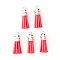 Faux Suede Tassel Pendant Decorations, with CCB Plastic Cord Ends, Platinum, 33~35x10mm, Hole: 2.5mm