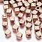 CCB Plastic Beads, Horizontal Hole, Cube with Letter, Rose Gold, 7x7x7mm, Hole: 3.5mm, about 2000pcs/500g