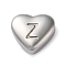 Non-Tarnish 201 Stainless Steel Beads, Stainless Steel Color, Heart, Letter Z, 7x8x3.5mm, Hole: 1.5mm