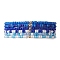 6Pcs Glass Seed & Brass Beaded Stretch Bracelets Set, Stackable Bracelets, Blue, Inner Diameter: 2-1/4 inch(5.7cm), 6pcs/set