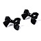 Spray Painted CCB Plastic Bowknot Stud Earring Findings, Black, 24x33mm, Hole: 1.2mm, Pin: 0.7mm