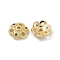 Brass Micro Pave Cubic Zirconia Bead Caps, Long-Lasting Plated, 6-Petals, Flower, Golden, 10x3mm, Hole: 1.5mm