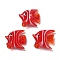 Handmade Lampwork Beads, No Hole, Fish, Red, 21x23x10mm