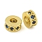 Rack Plating Brass Micro Pave Cubic Zirconia Spacer Beads, Long-Lasting Plated, Lead Free & Cadmium Free, Rondelle, Real 18K Gold Plated, Dark Blue, 6x3mm, Hole: 2.5mm